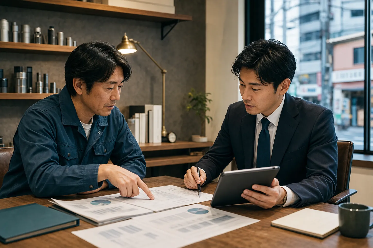 中野の会社売却相談風景